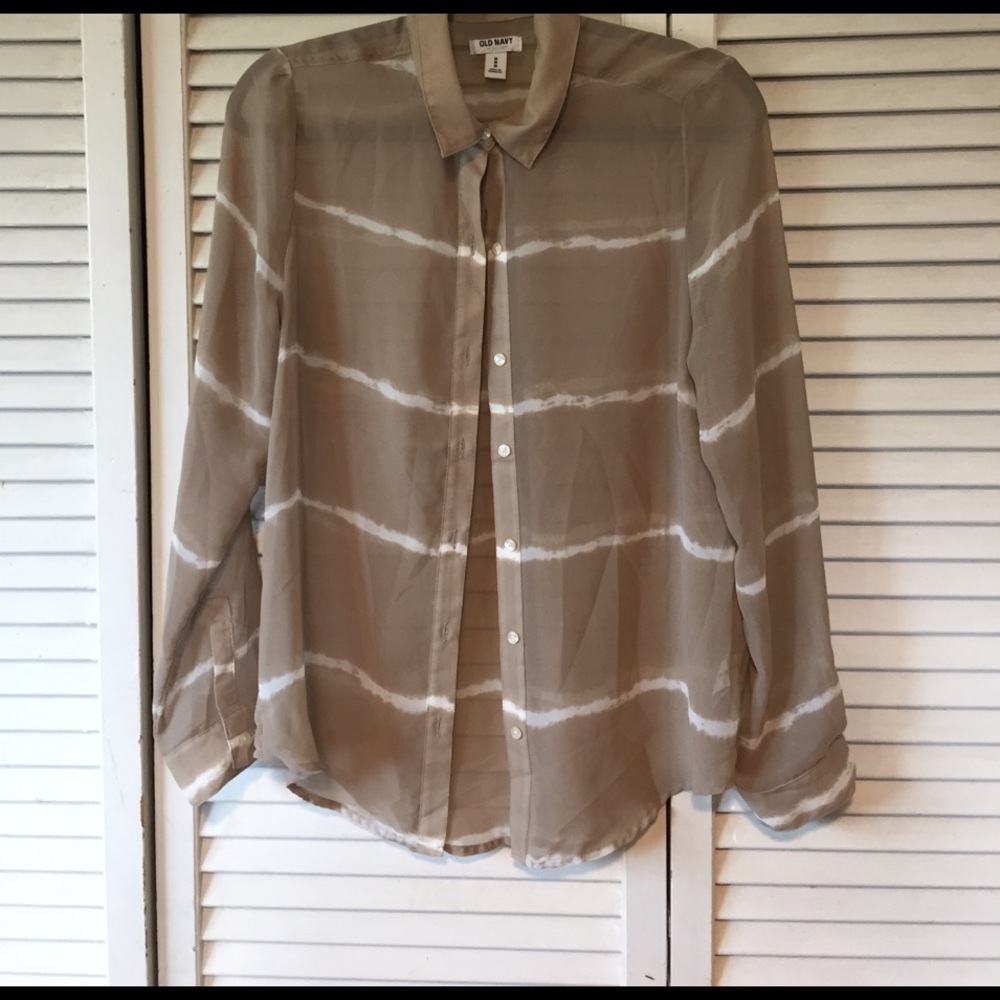 Sheer cream and white tye die button down !