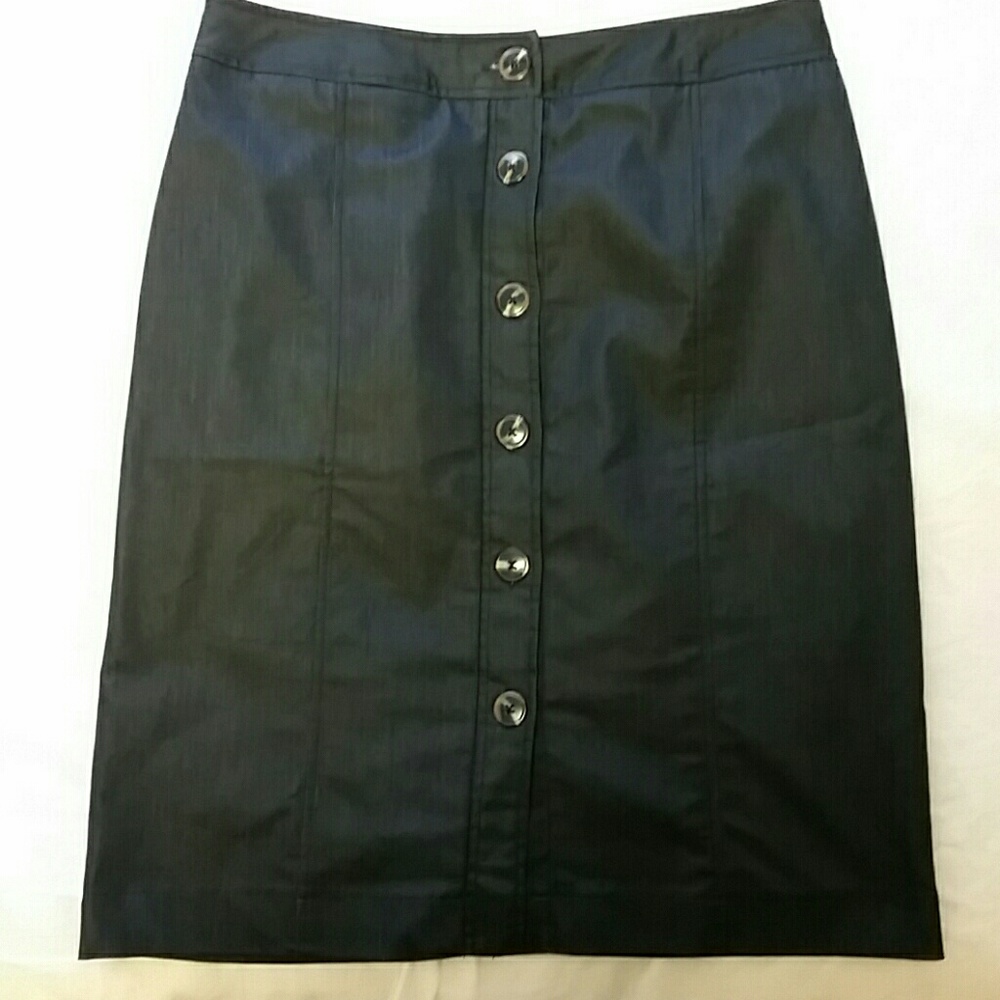 Blue pencil skirt with great brown buttons