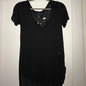Distressed v neck tee