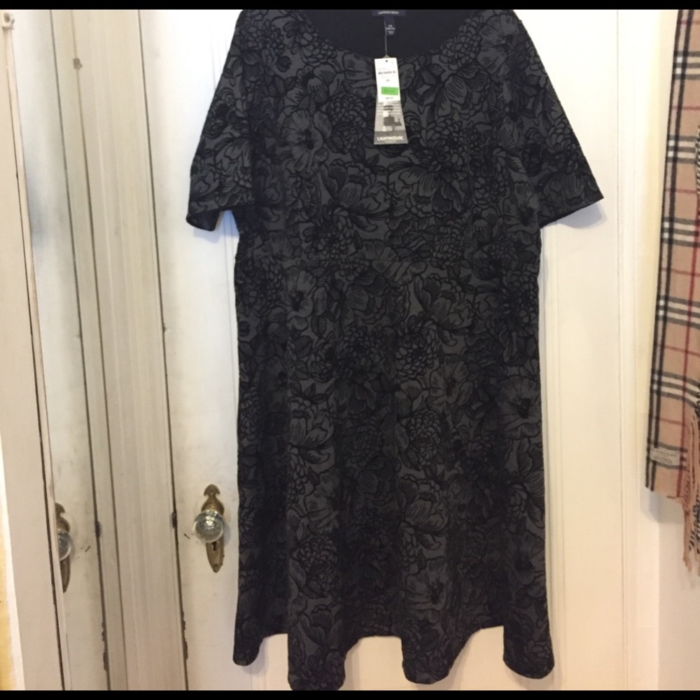 Lands End Ponte & Velvet Dress
