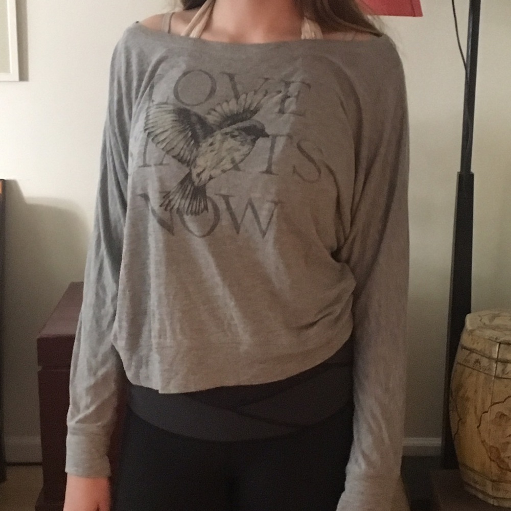 Grey "love starts now" sweater