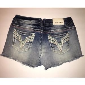 VIGOSS Denim Shorts thick stick bling  sz 7/8