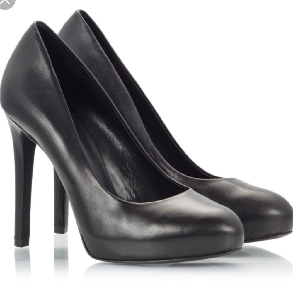 ASH BIANCA black leather high heel platform pumps