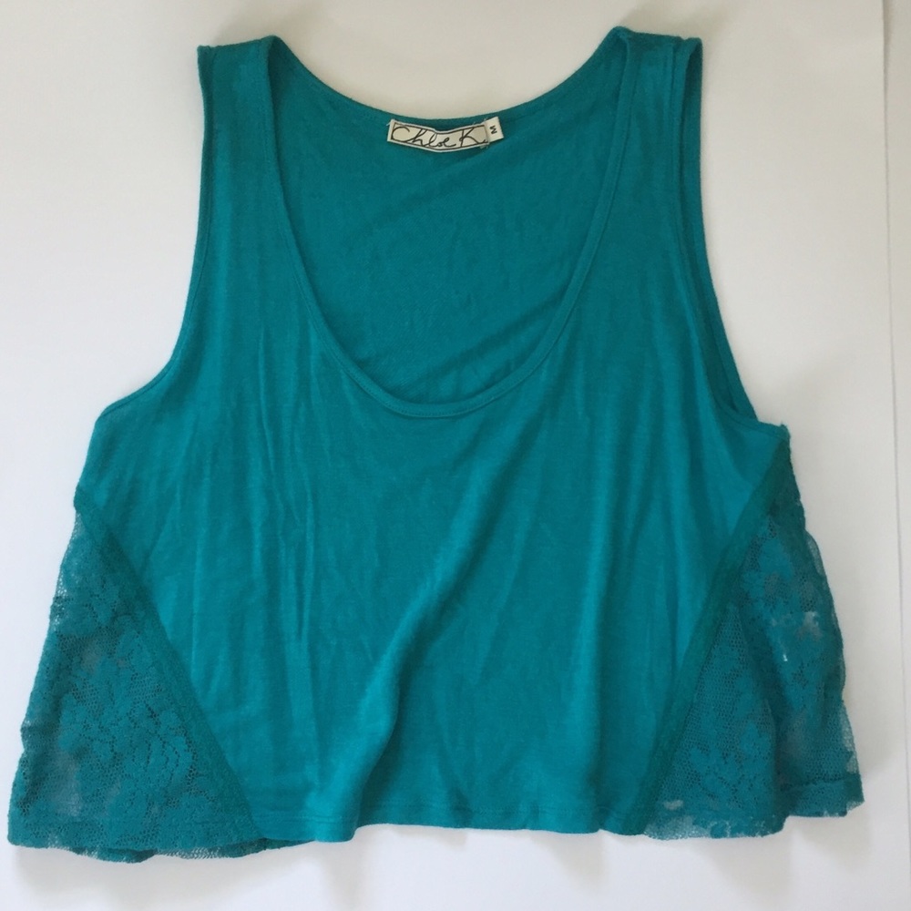 Aqua tank top crop top