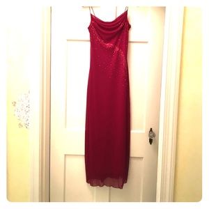 Burgundy Spaghetti Strap Long Evening Gown