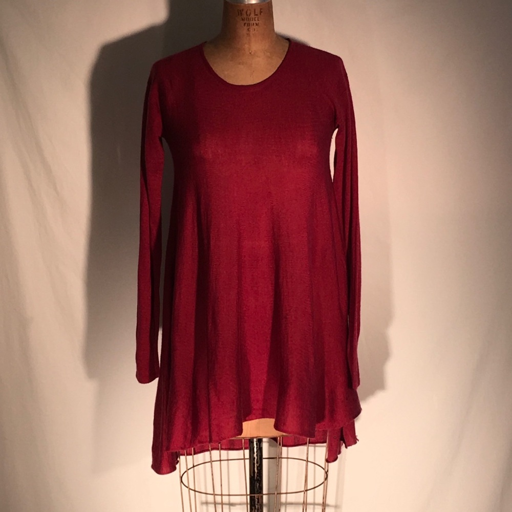 Max Studio maroon fine gauge knit swing dress