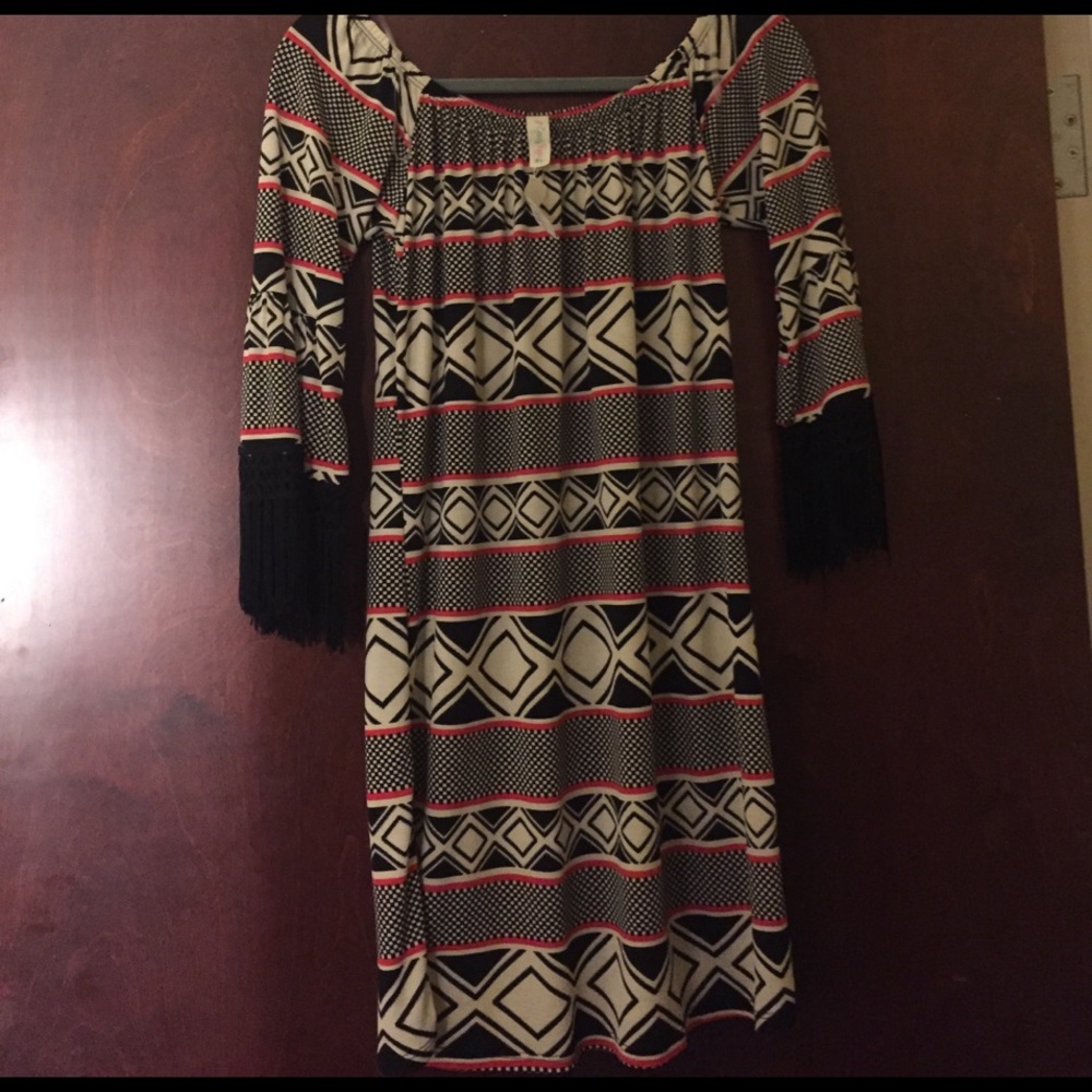 3/4 Sleeve Fringe dress
