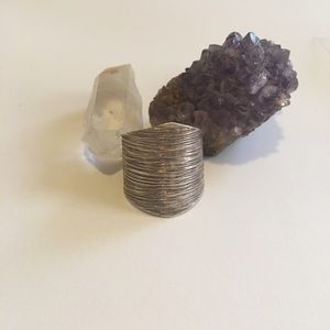 Etched sterling silver adjustable ring