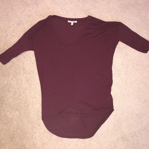 Express One Eleven wine colored high low shirt