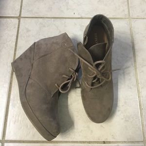 Suede wedge booties