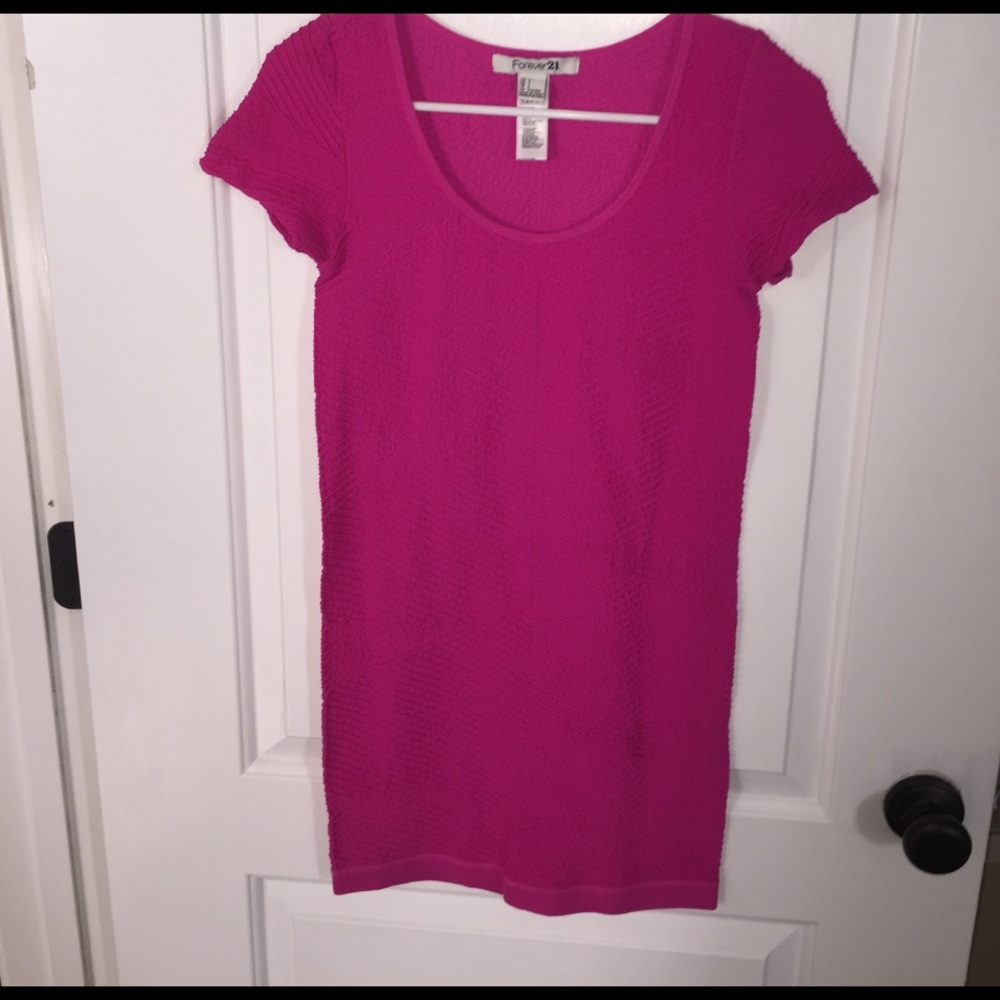 Bright hot pink body con dress