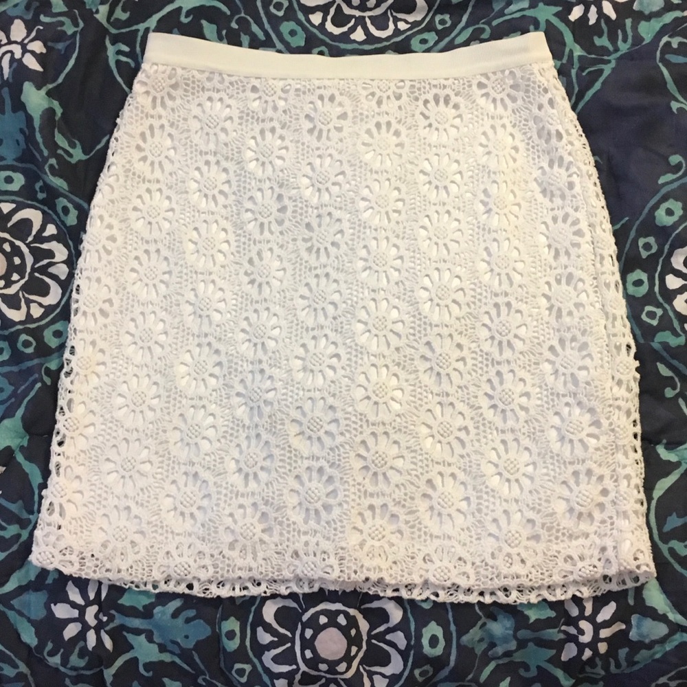 White Lace Ann Taylor Pencil Skirt