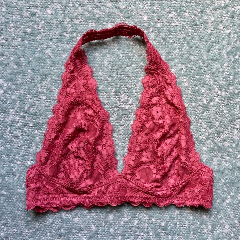 Free People Lace Halter Bra Large Rose
