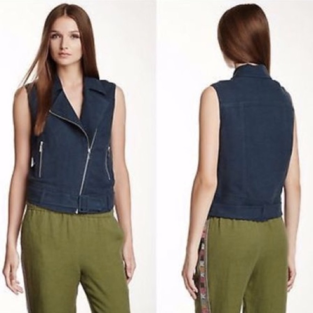 Elizabeth and James Tegan Blue Biker Vest- Size S