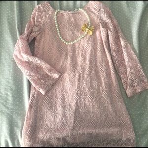 Adorable kids lace dress in pale pink