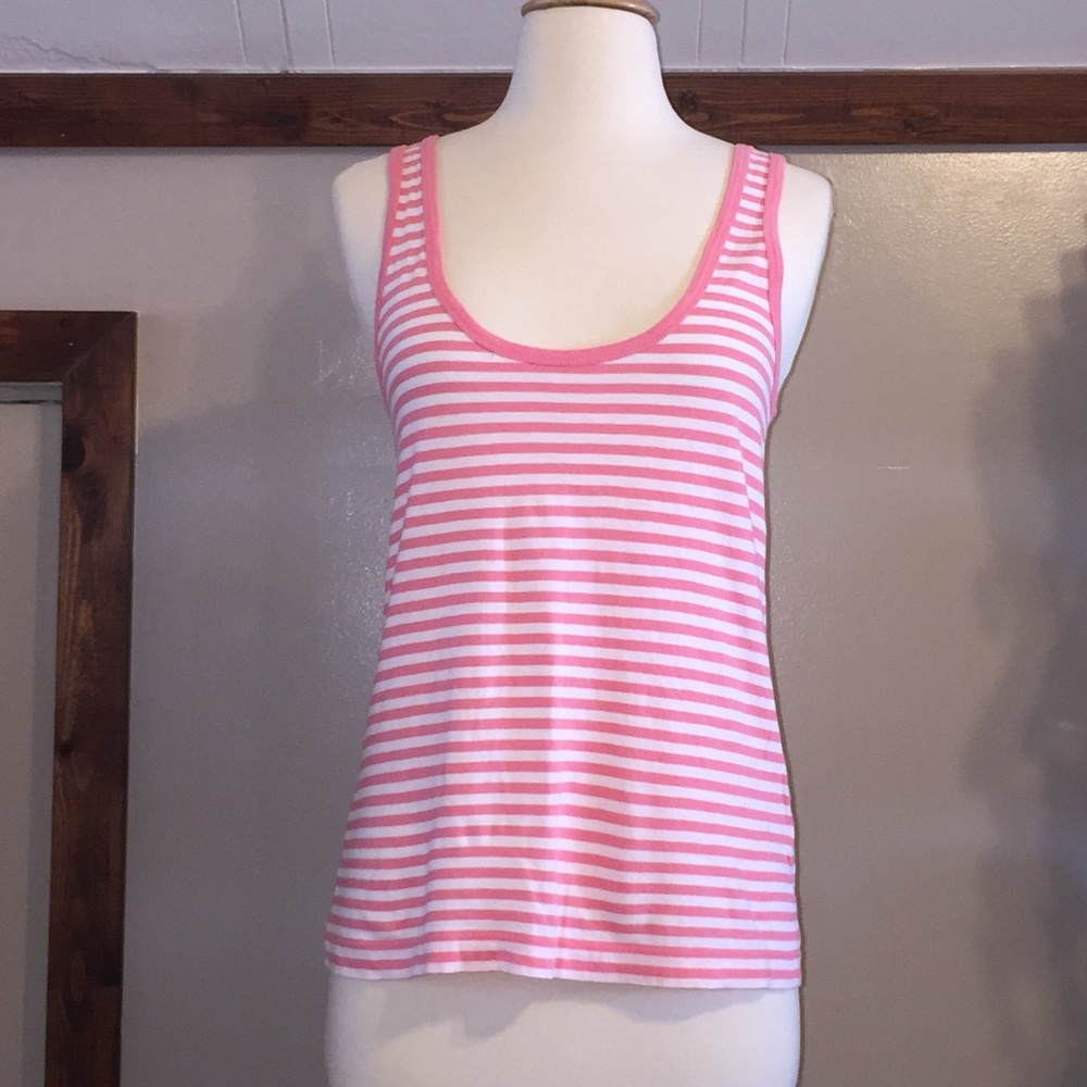 J. Crew Medium Pink & White Tank. Like New!