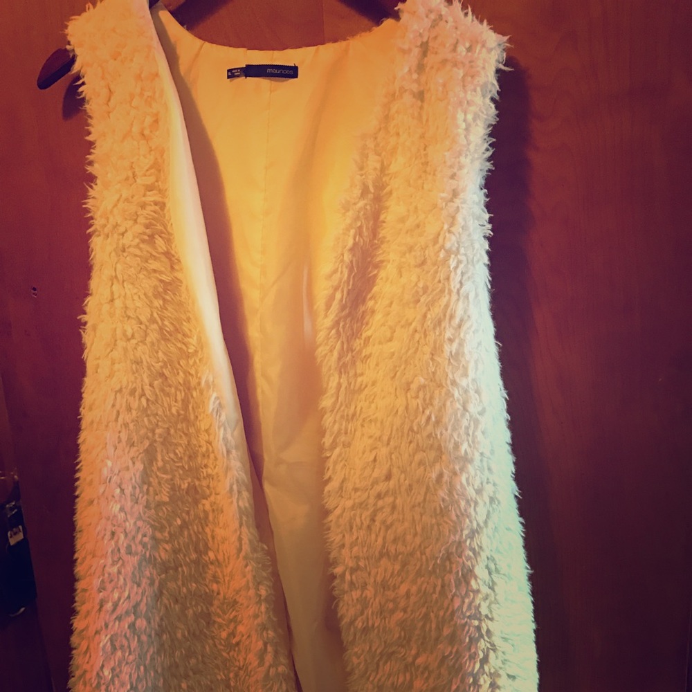 Faux Fur Long Cardigan Vest