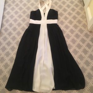 BCBG Paris Black and White Strappy Evening Gown
