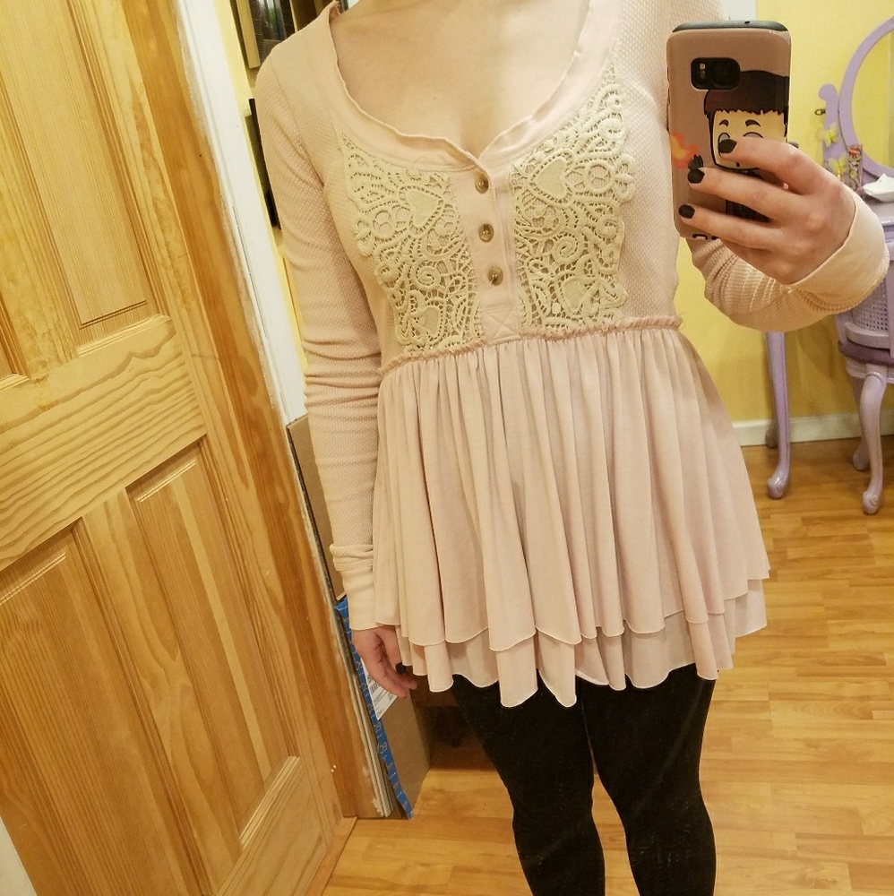 Free People Level Heart Thermal Babydoll