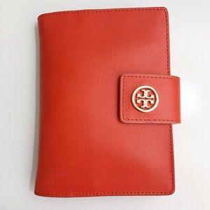 Tory Burch Robinson Orange Passport Holder Wallet