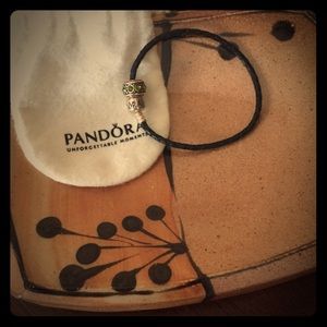 Pandora braided leather bracelet w August crystal