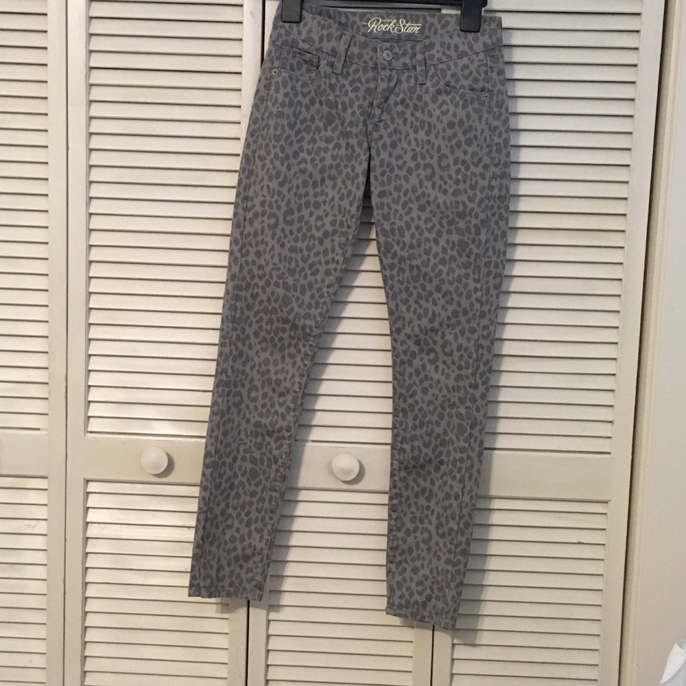 Gray Animal Print Skinny Jeans