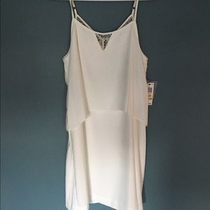 NWT. Bar III Ivory Lace Insert Shift Dress. Medium