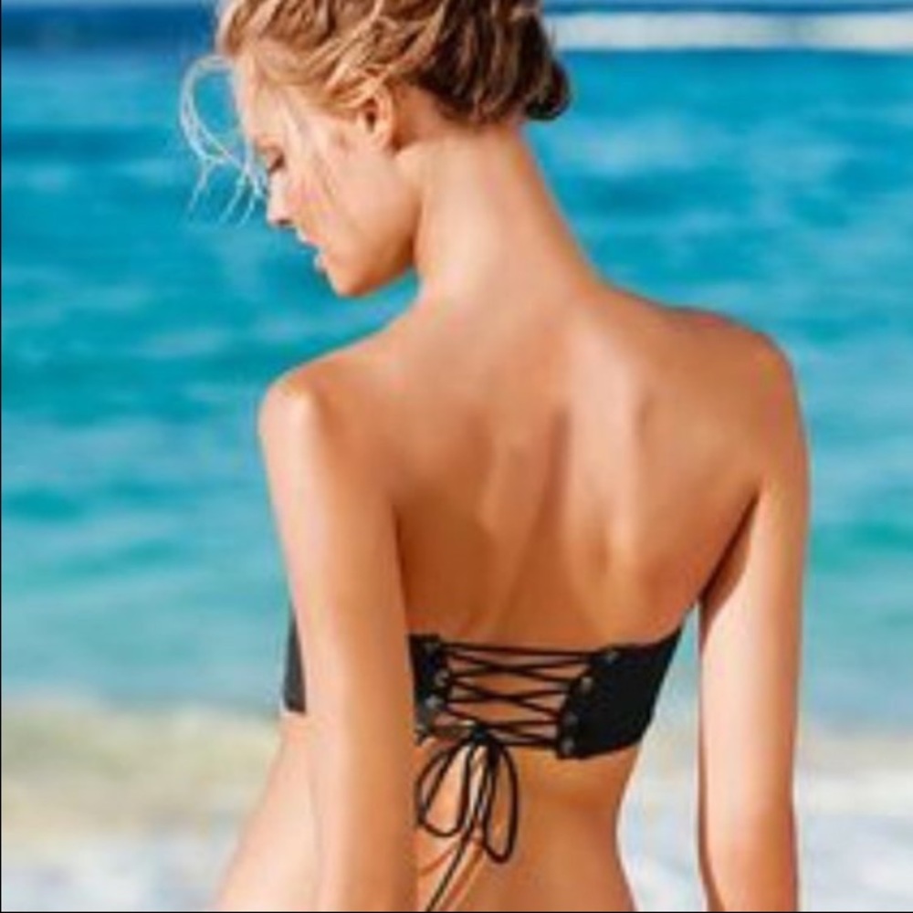 Victoria Secret PINK black corset bandeau top