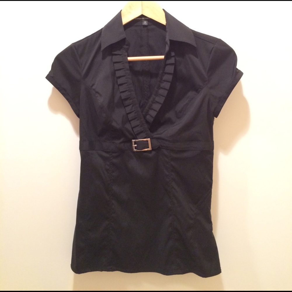Express design studio black blouse XS with buckle
