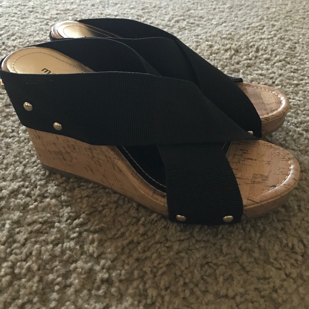 Black strap wedges. Never worn!
