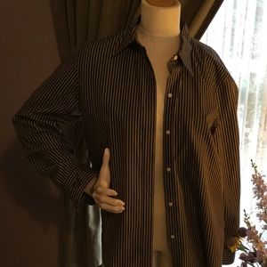 Chocolate pin striped American Living button blouses
