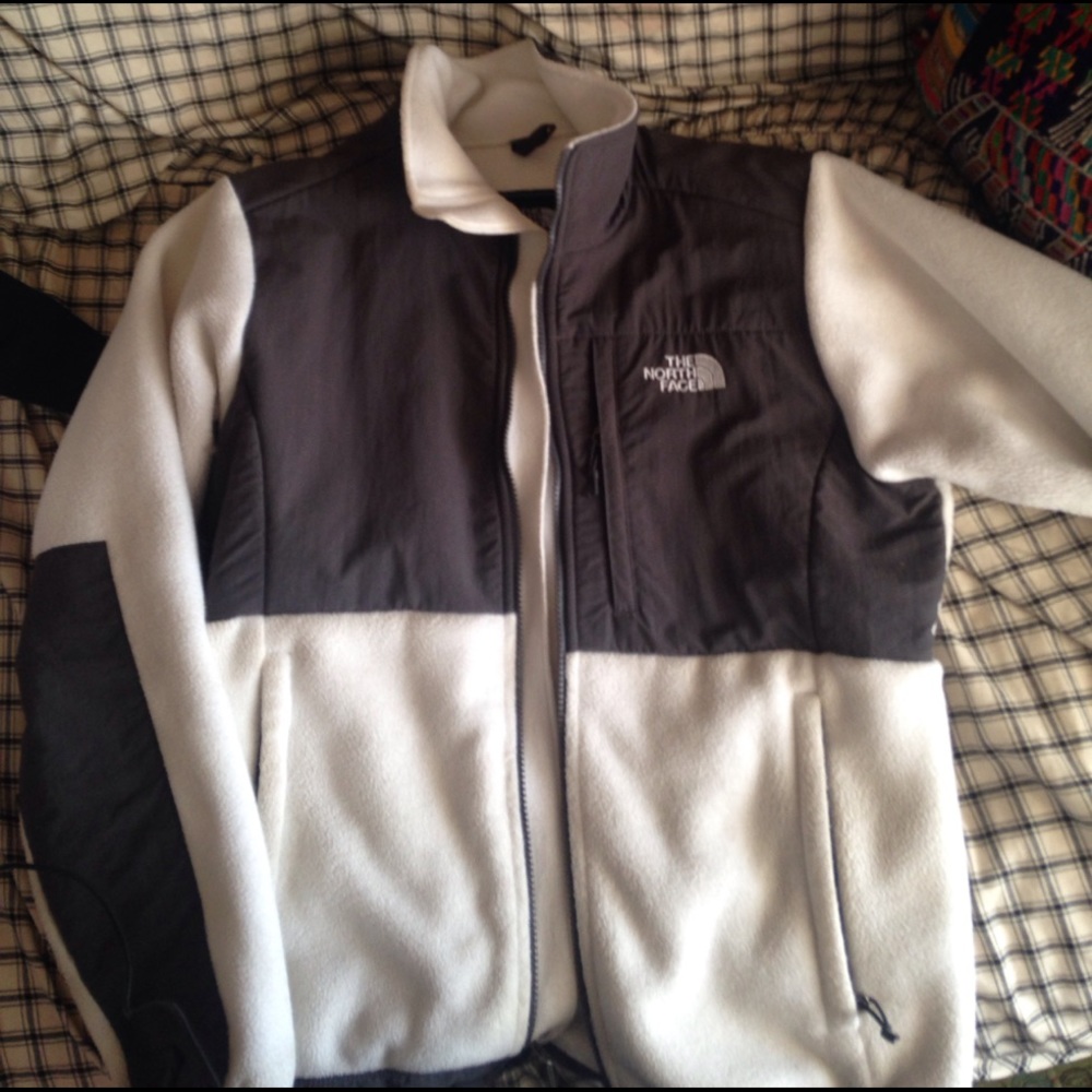 Black and grey North Face jacket