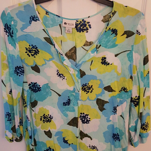 Colorful Floral 3/4 Sleeve Top - Picture 1 of 3