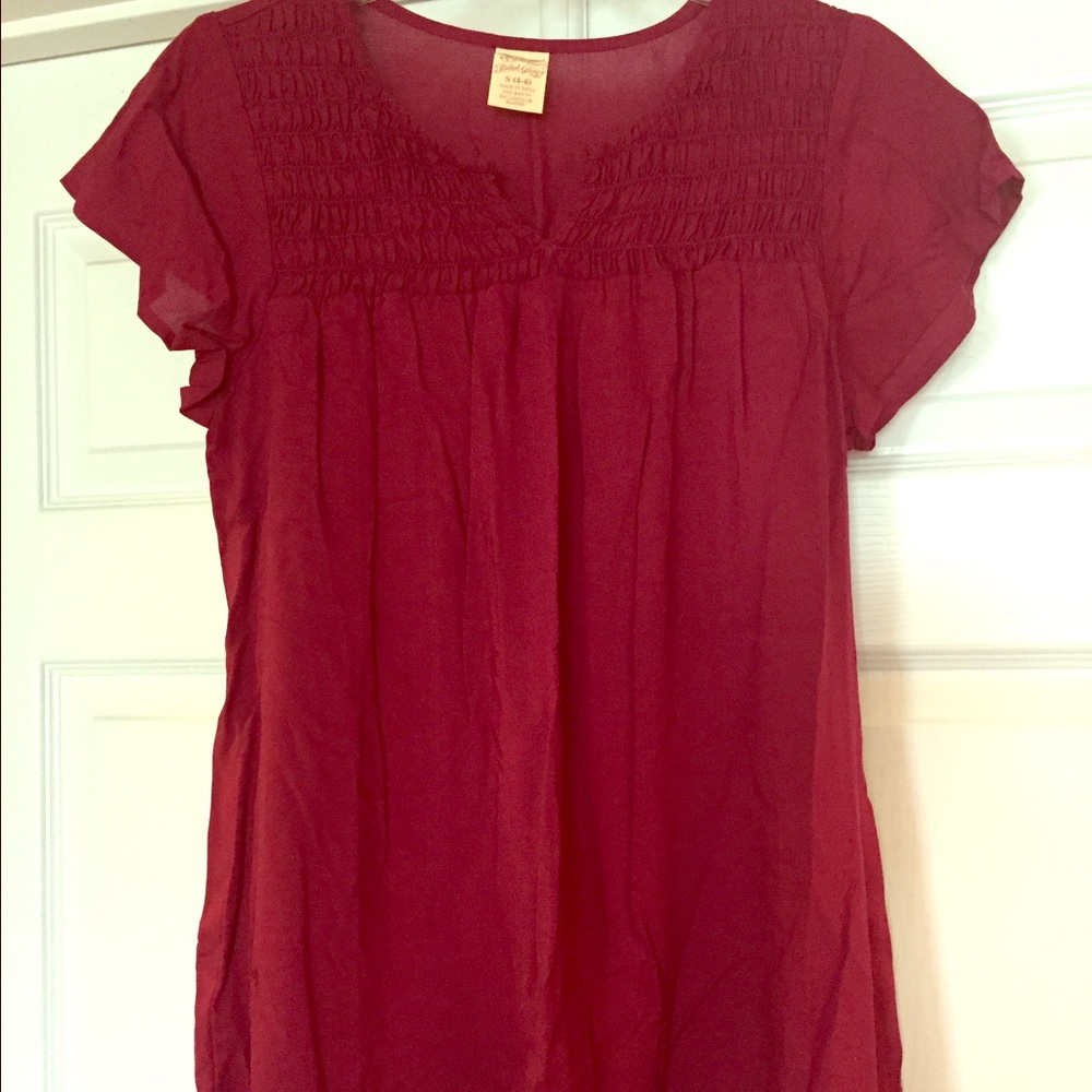 Women's Faded Glory SM Burgundy Top Rayon