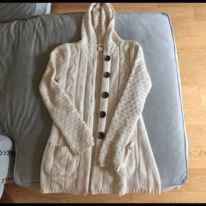 Hooded Billabong long cream cardigan with buttons