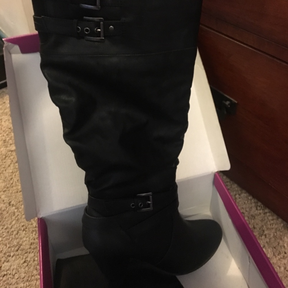 Black leather boots