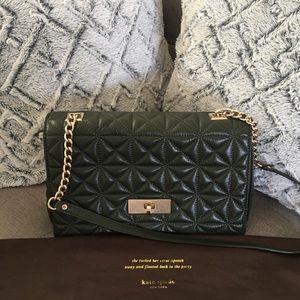 Kate Spade Olive Green Quilted Shoulder Bag