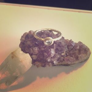 Mini blue agate silver ring