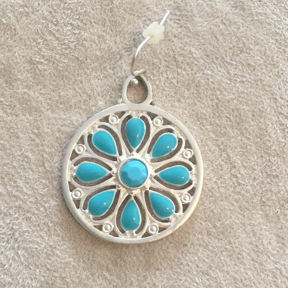 Silver and Turquoise Medallion Earrings - Picture 2 of 3