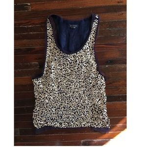 Gryphon Navy & Gold Sequin Top