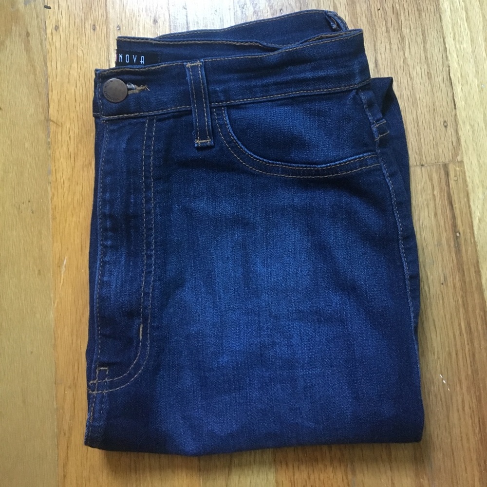 High rise dark blue denim
