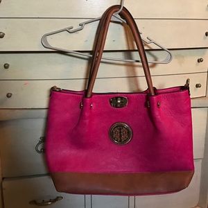 pretty pink and brown tote bag