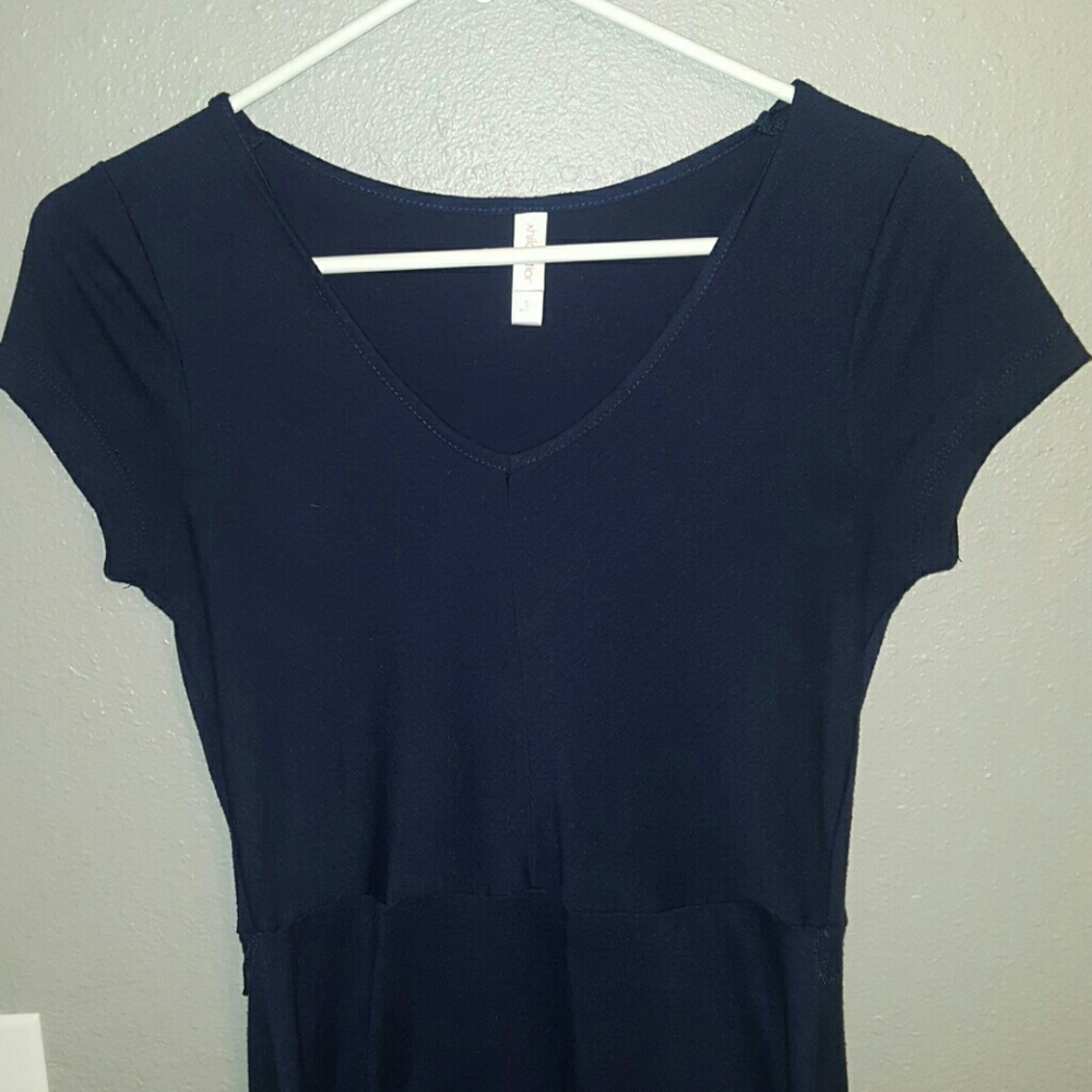 Navy Blue V-neck Dress