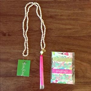 Lilly Pulitzer necklace + bonus Lilly hair ties!