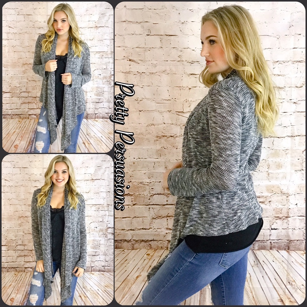 NWT Open Front Draped Marled Knit Cardigan - Picture 3 of 6