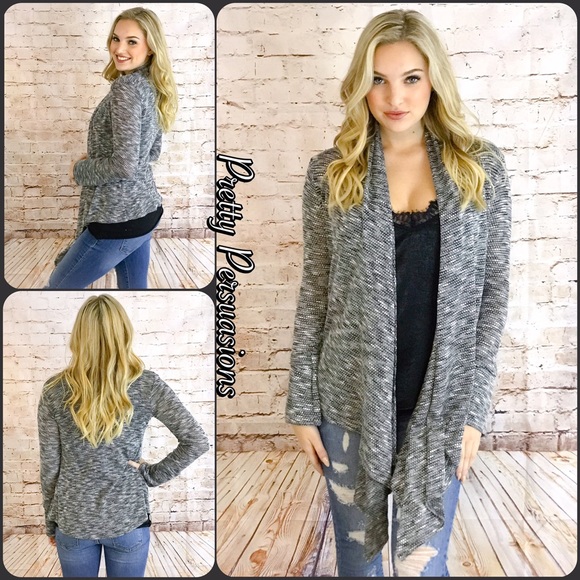 NWT Open Front Draped Marled Knit Cardigan - Picture 2 of 6