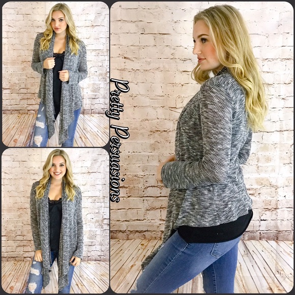 NWT Open Front Draped Marled Knit Cardigan - Picture 3 of 6