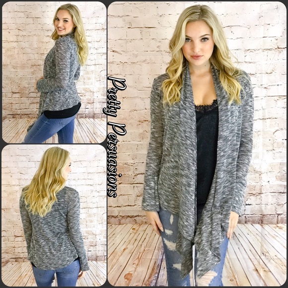 NWT Open Front Draped Marled Knit Cardigan - Picture 4 of 6