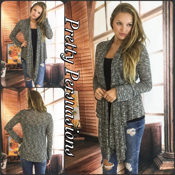 NWT Open Front Draped Marled Knit Cardigan - Picture 5 of 6