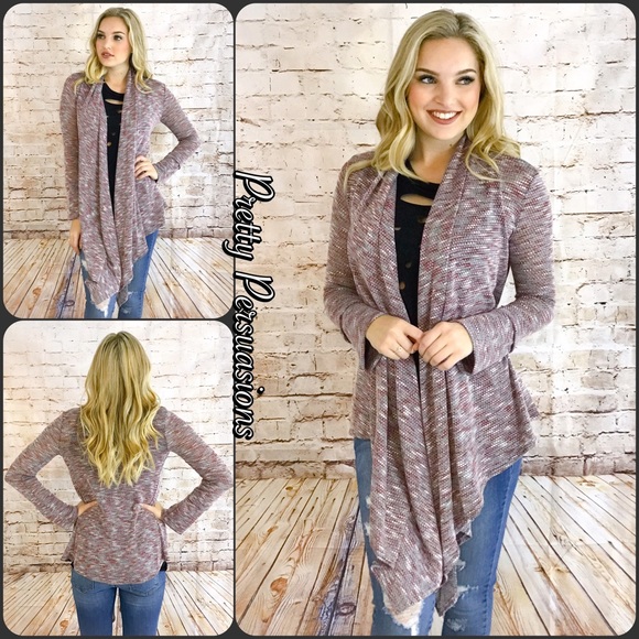NWT Open Front Draped Marled Knit Cardigan - Picture 6 of 6